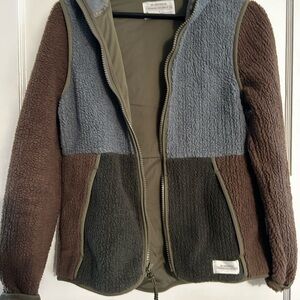 REI Colorblock Teddy Fleece Jacket in Blue, Brown, Olive